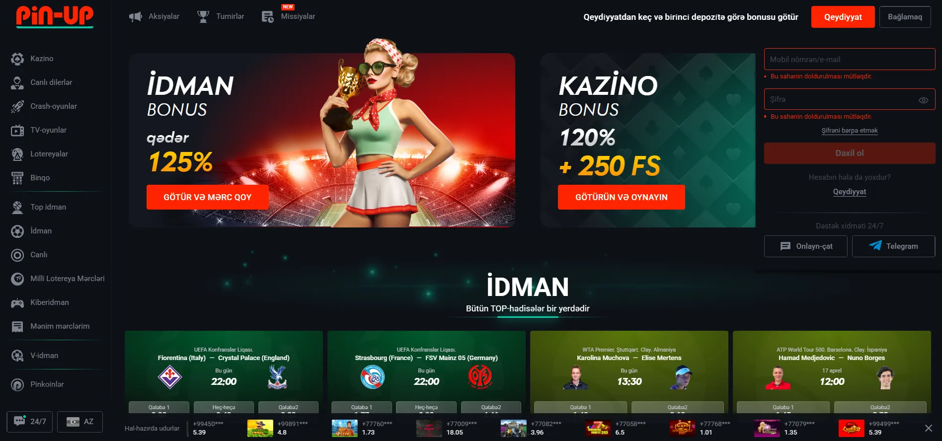 Pin Up giriş prosesi addım-addım